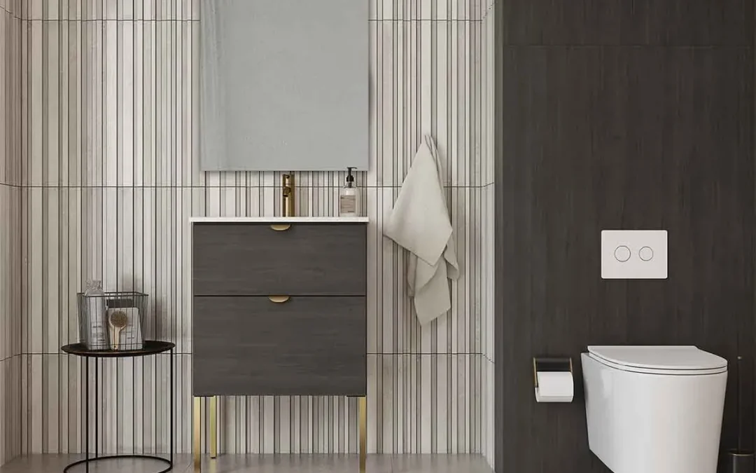 Mueble de baño con patas en un baño moderno