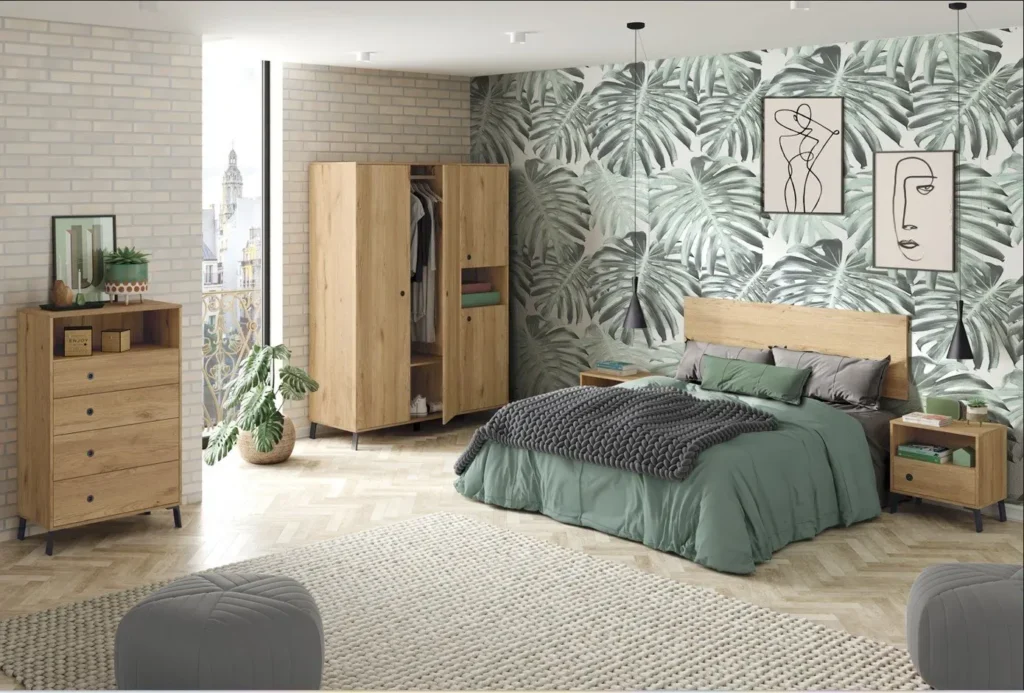 Dormitorio completo en tonos verdes Dormitorio de matrimonio completo
