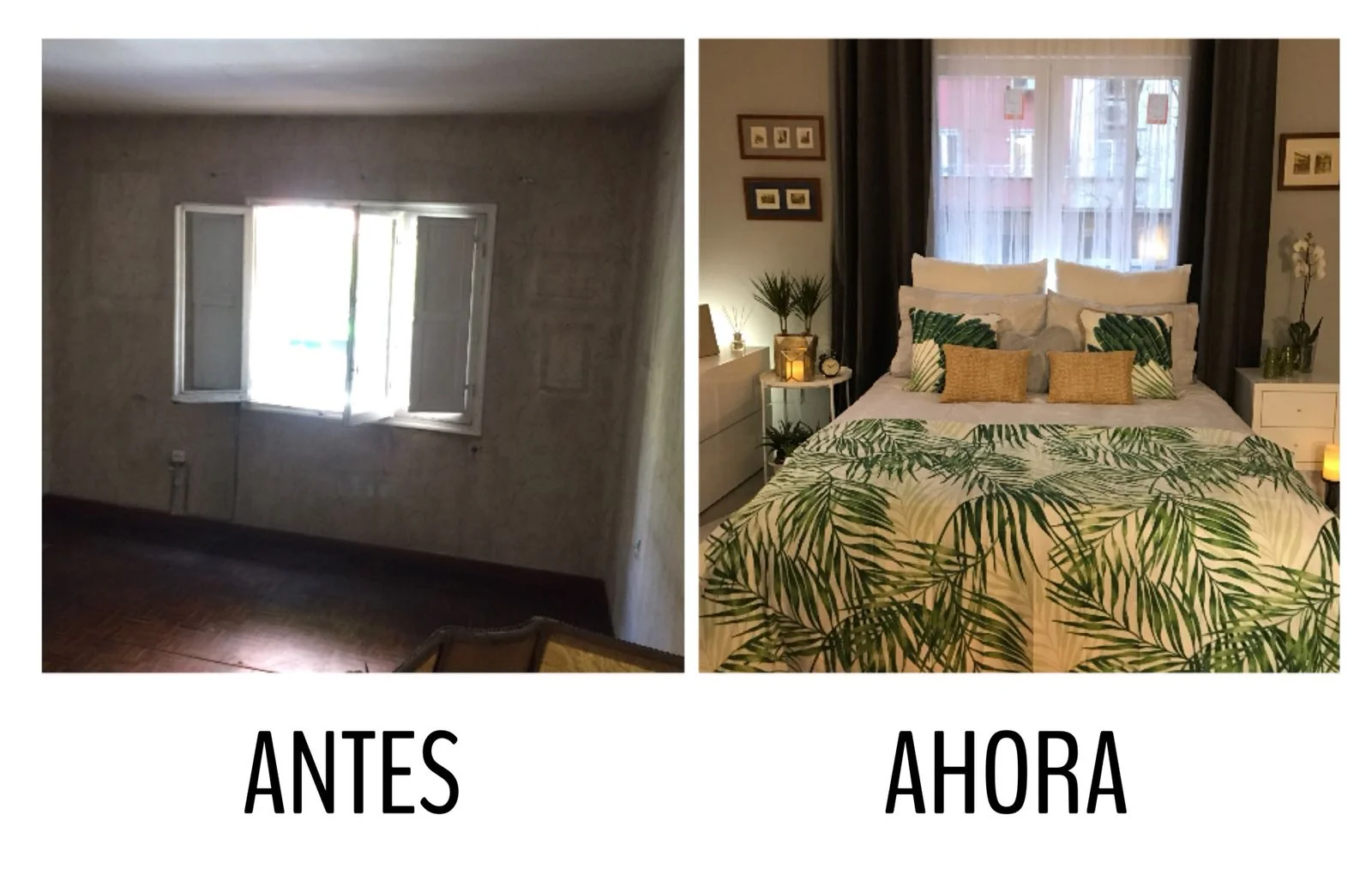 Reforma antes y después de un dormitorio. Inspiración al Cuadrado