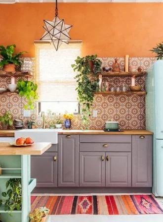 Cocina de obra boho chic