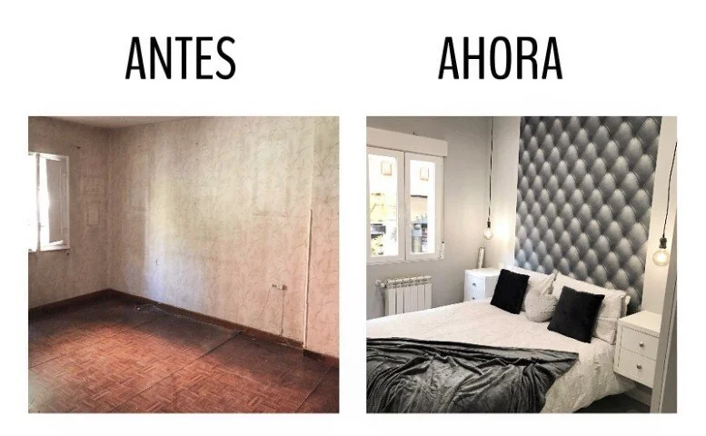 Reforma de dormitorio - Antes y despues - Inspiracion al Cuadrado